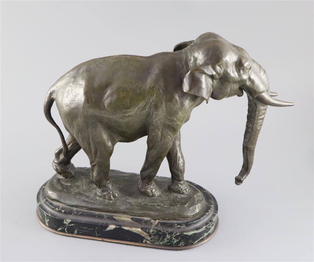 Alfred Barye (French, 1839-1882). A patinated bronze Elephant d’Asie, height 12.25in.